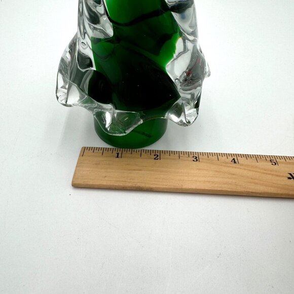 Glass Christmas Tree Paper Weight Clear Green Holiday - Picture 8 of 13